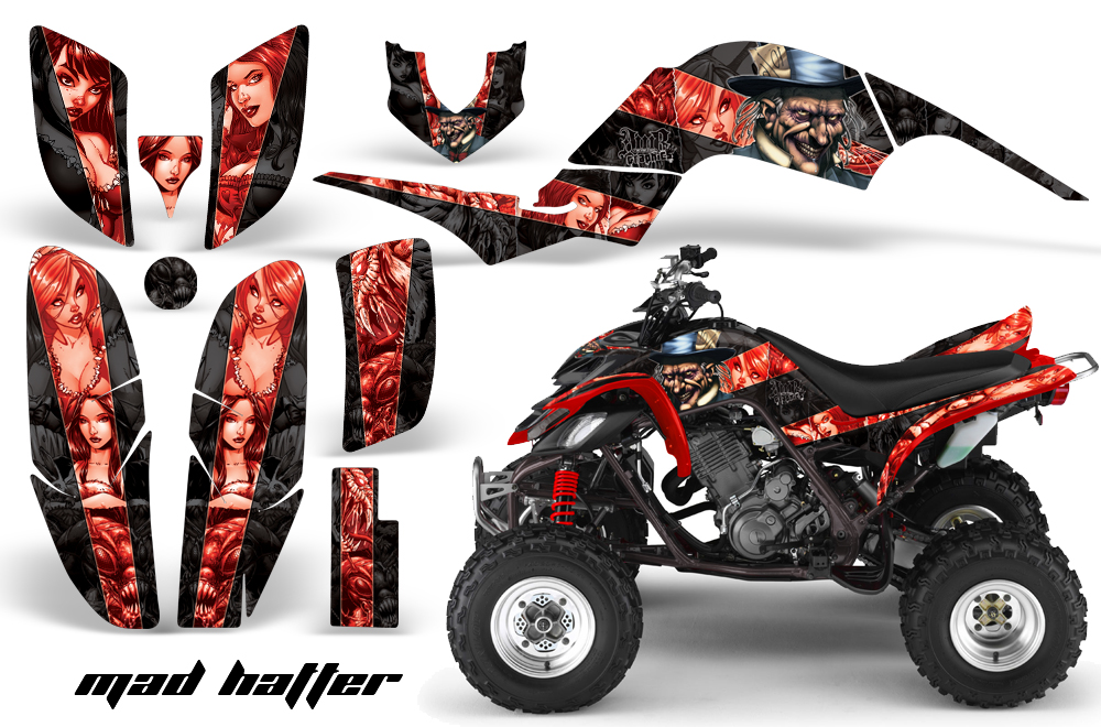 Yamaha Raptor 660 Graphics MadHatter Black Redstripe